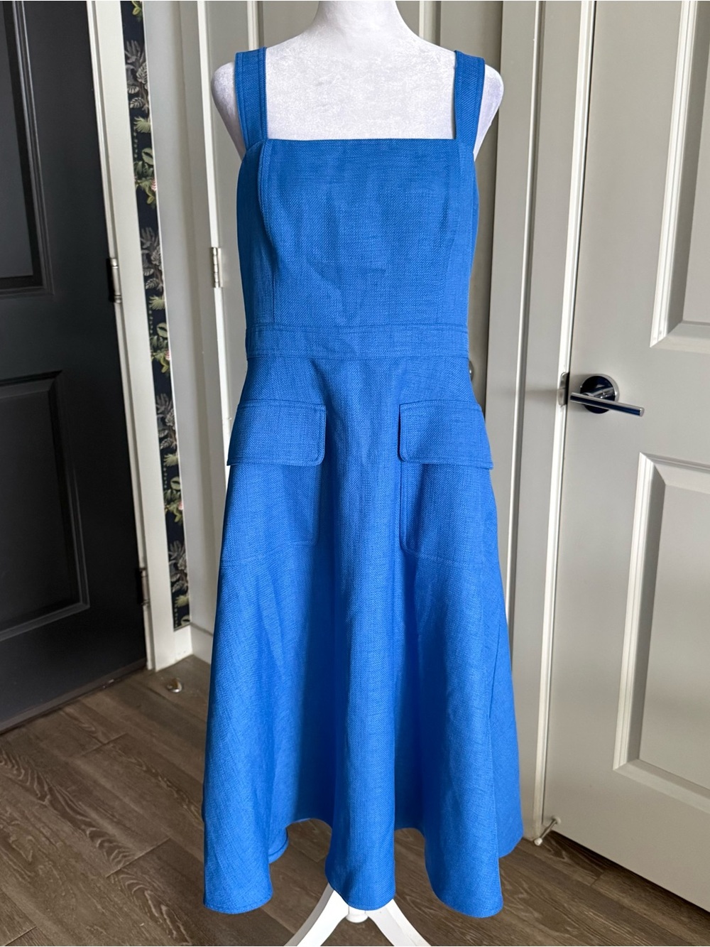 Shoshanna Blue Structured A-line Midi Tailored Dress Size 12